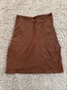 Free People Brown Ribbed Tank Top